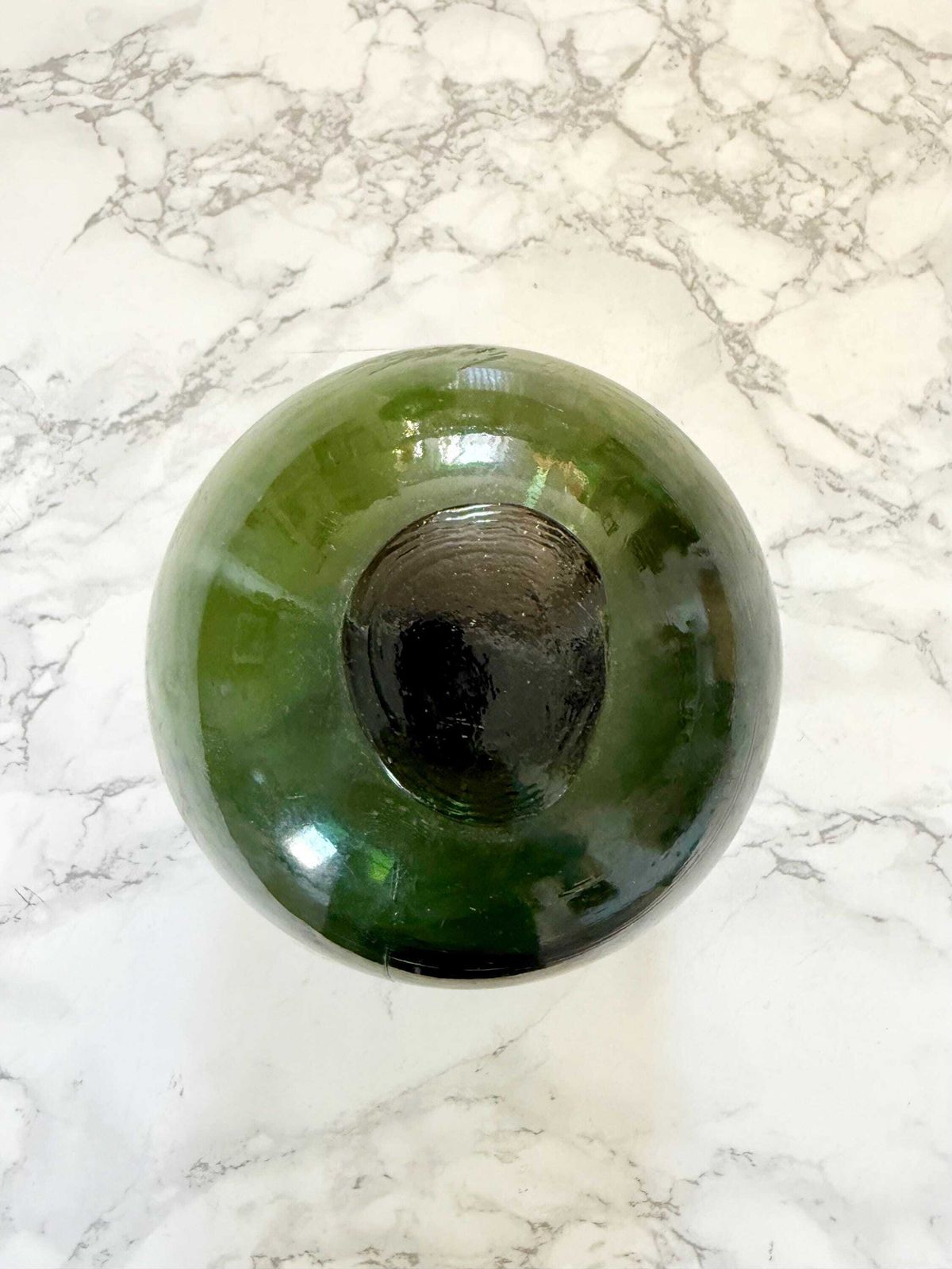 2 Antique French Blown Glass Fishing Floats Dark Green photo 120.0