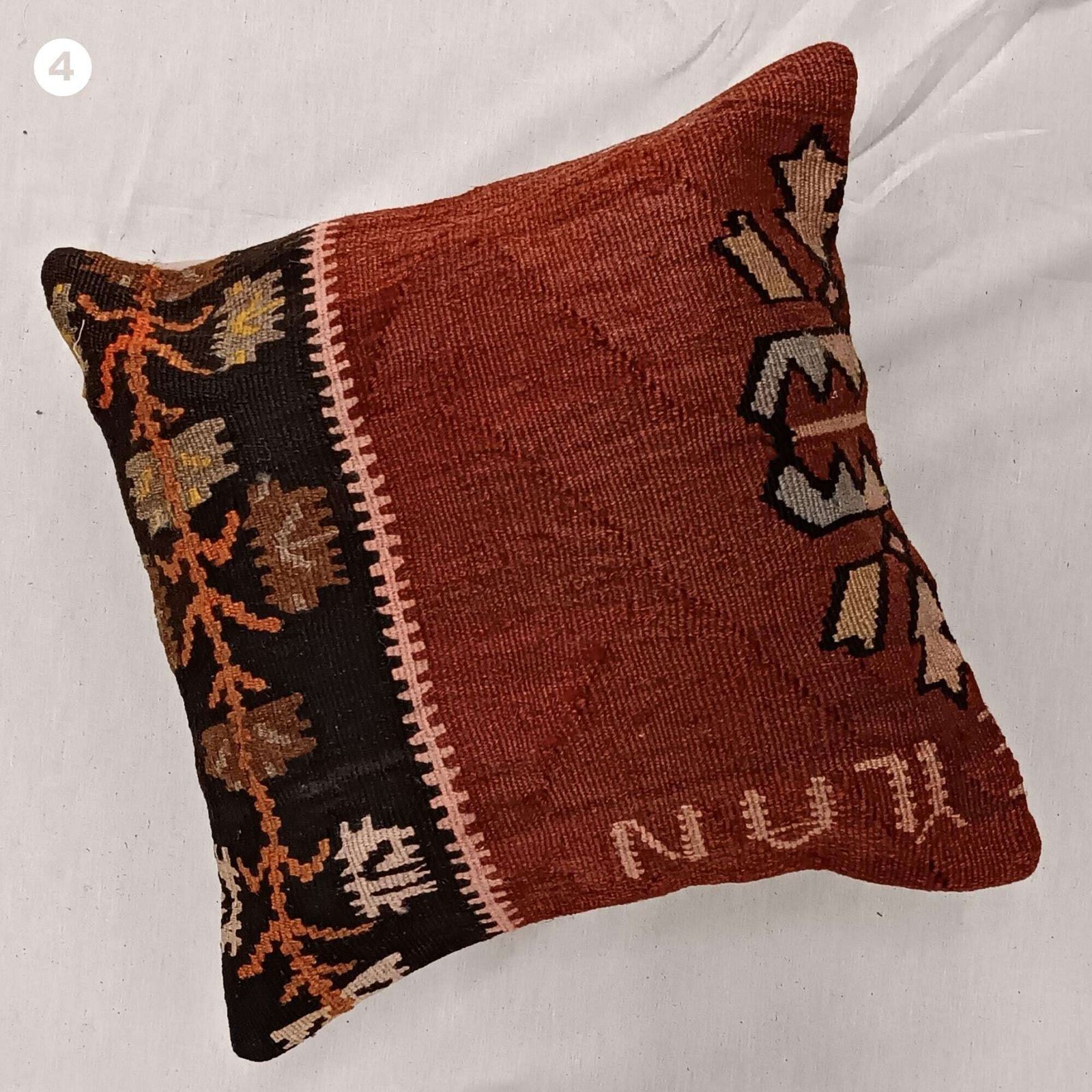 Pillow For Sofa, Vintage Kilim Throw Pillow, 45x45cm Handmade Kilim Cushion, Vintage Kilim Pillow, Brown Cushion, Hand Knotted Pillow photo 80.0