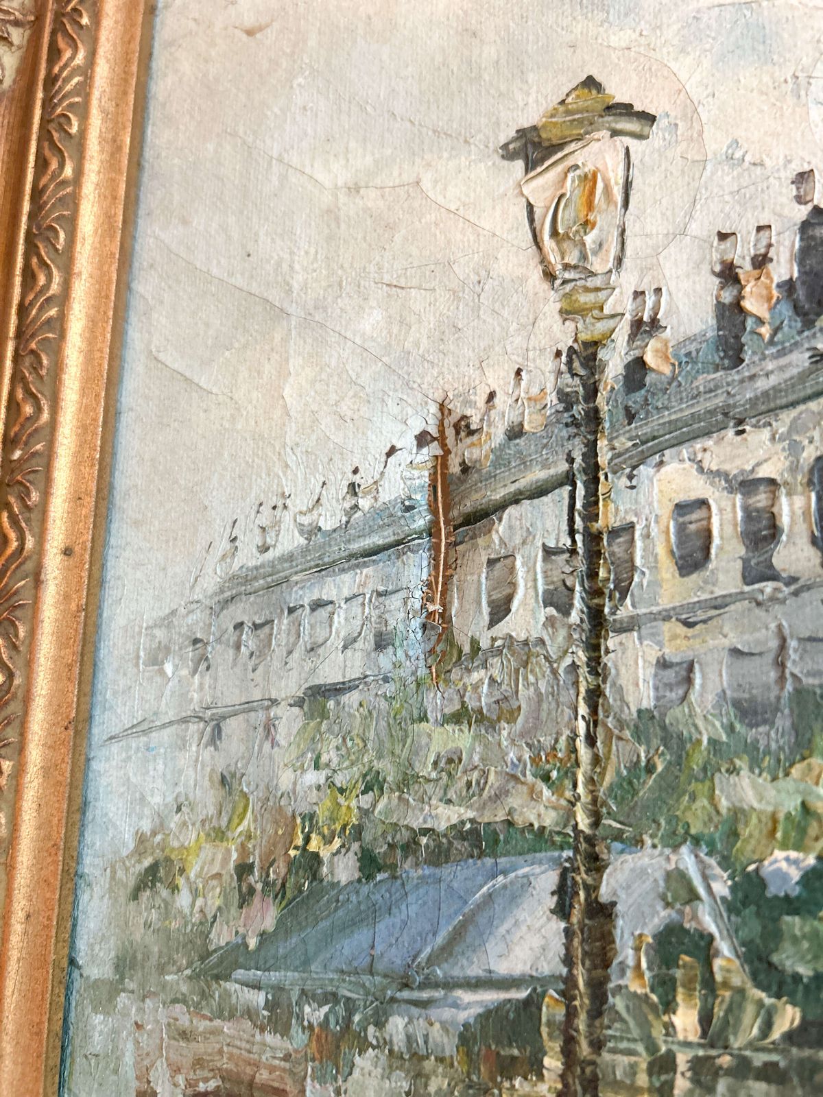 Framed Oil On Canvas By Caroline C. Burnett  Paris Street Scene  Ornate Frame photo for sale
