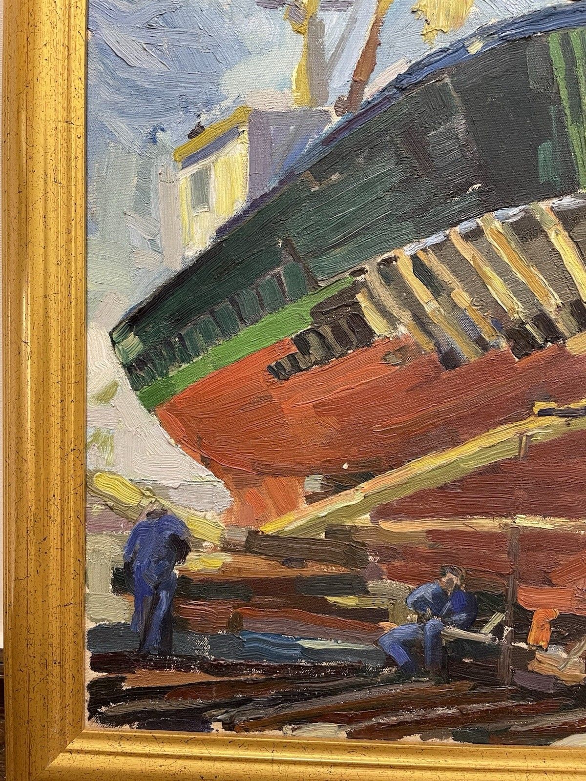photo furniture Vintage Original Oil Painting Shipyard/Docks Teeside Impasto Impressionist