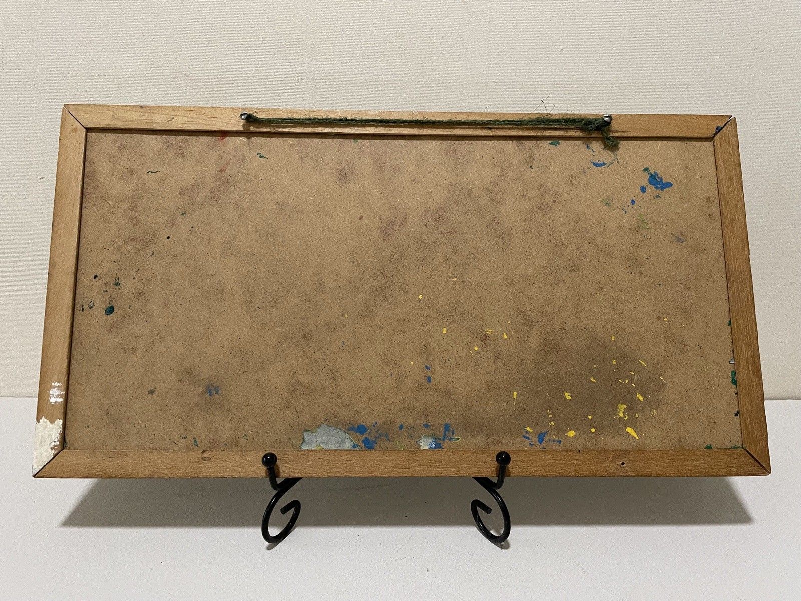 Original Abstract Mid Century Modernist Style Panorama Oil On Board Painting photo furniture