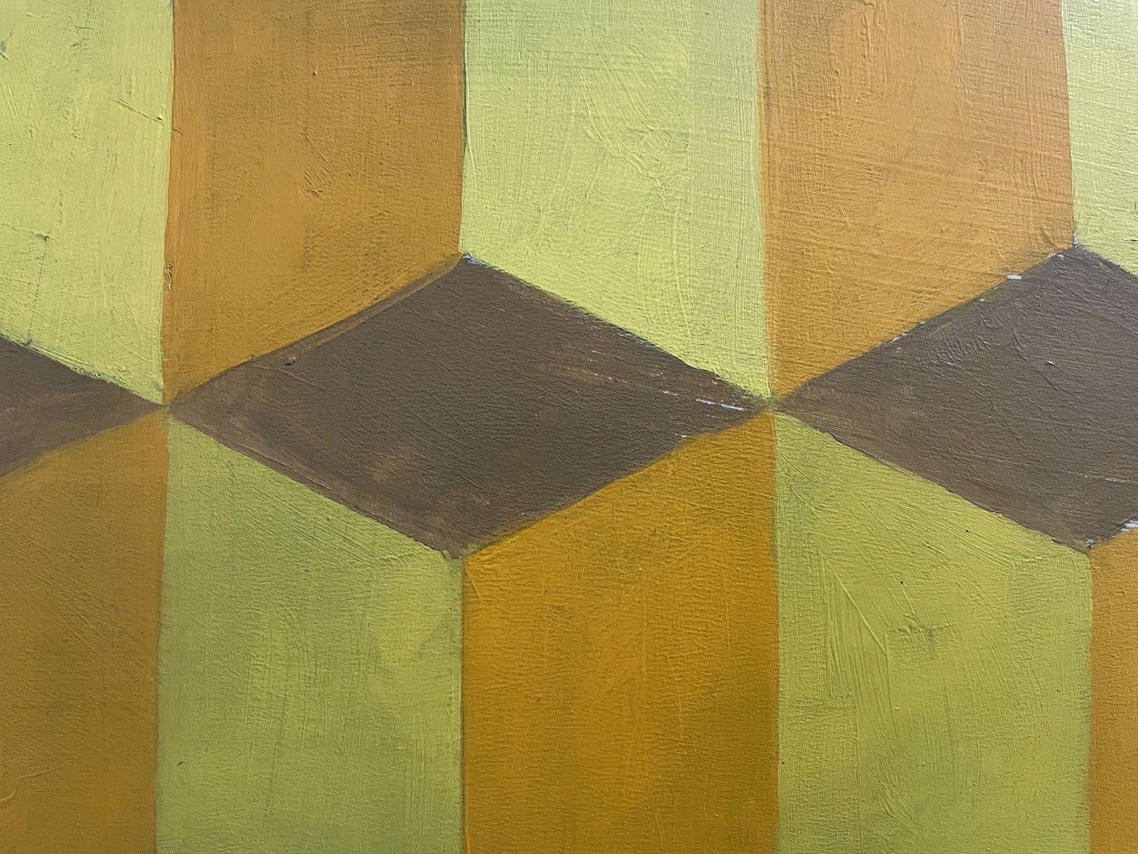 Mid Century Op Art Oil Painting Framed Signed Vintage Modernist Bridget Riley photo vinterior