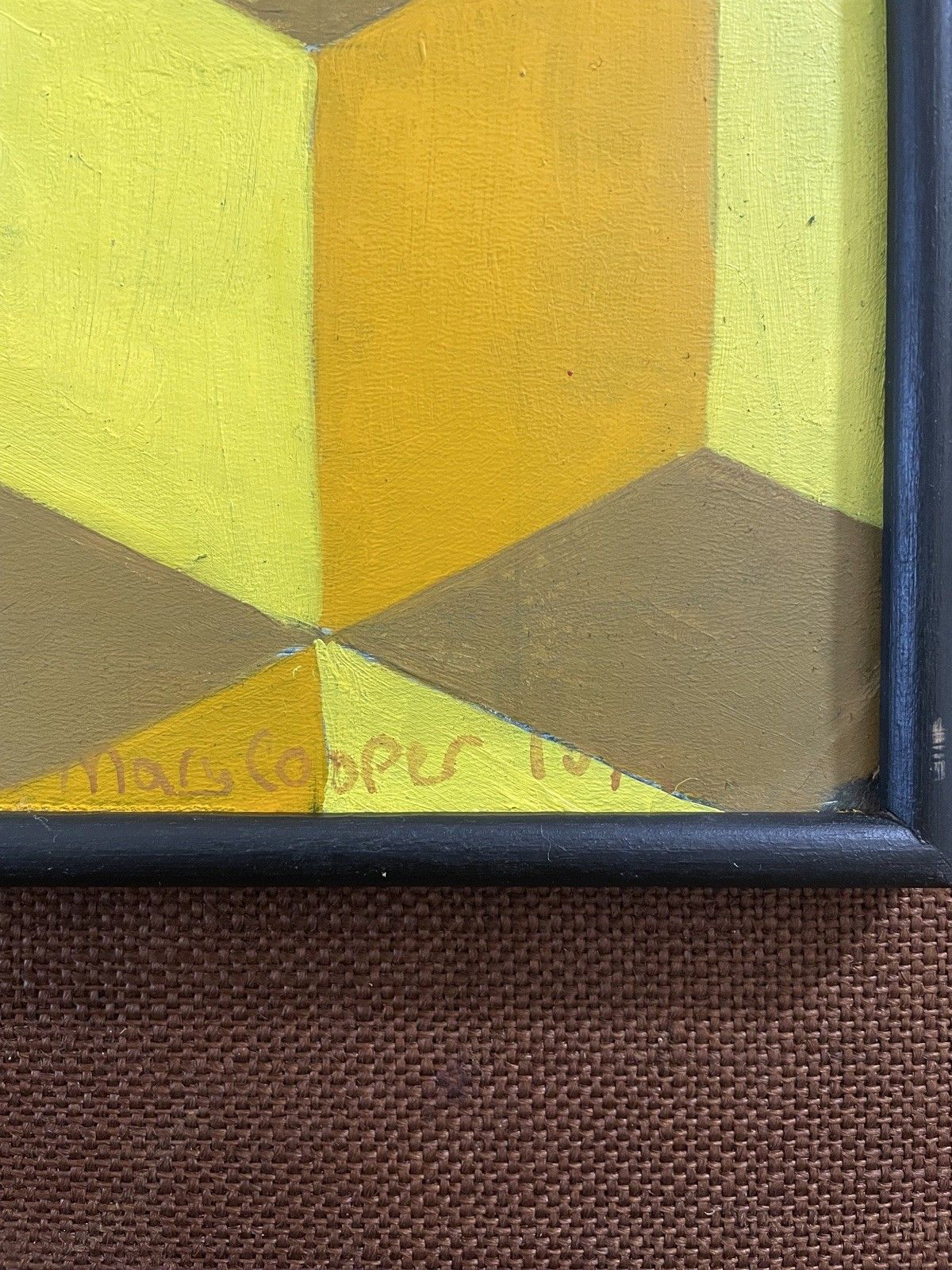 Mid Century Op Art Oil Painting Framed Signed Vintage Modernist Bridget Riley photo buy