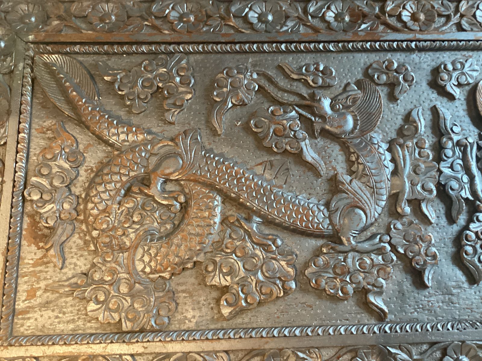 Large Chinese Carved Teak Chest  Twin Dragons C.1930s photo Furniture