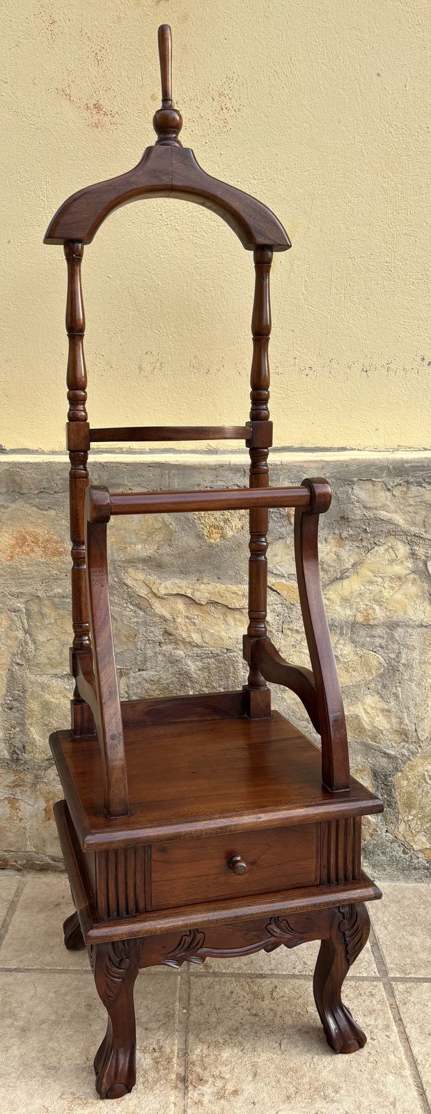 Antique English Chippendale Hardwood Valet Stand With One Drawer photo 1473.4