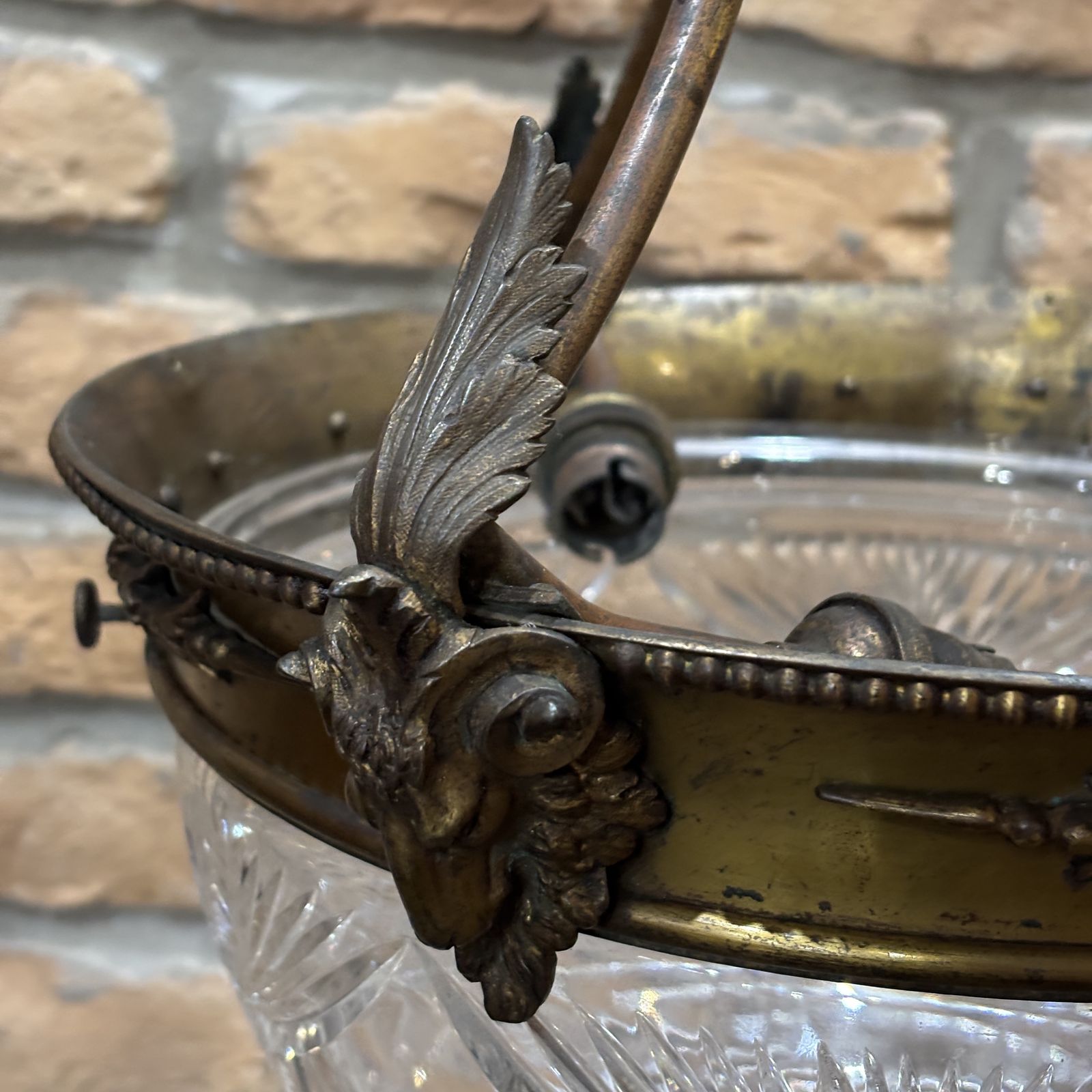 Late Victorian  Glass & Bronze Pendant Light photo for sale