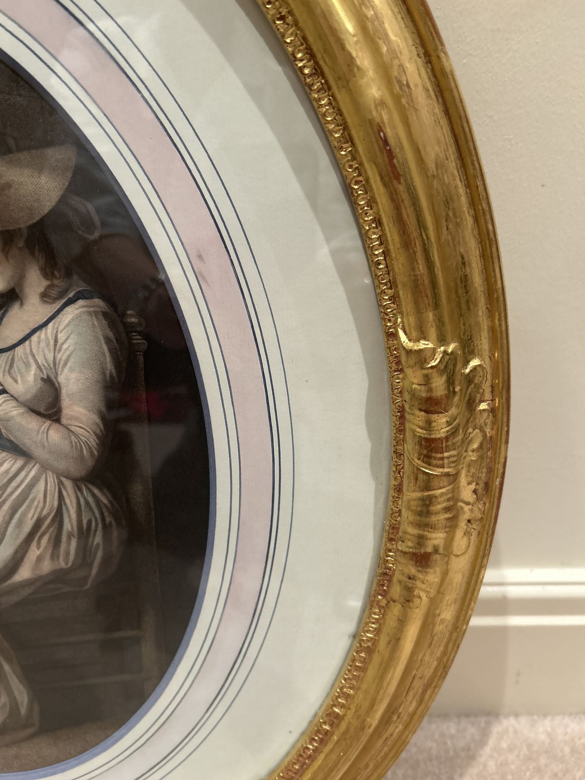 Hand Coloured Print Framed And Mounted Portrait Of A Seamstress photo for sale