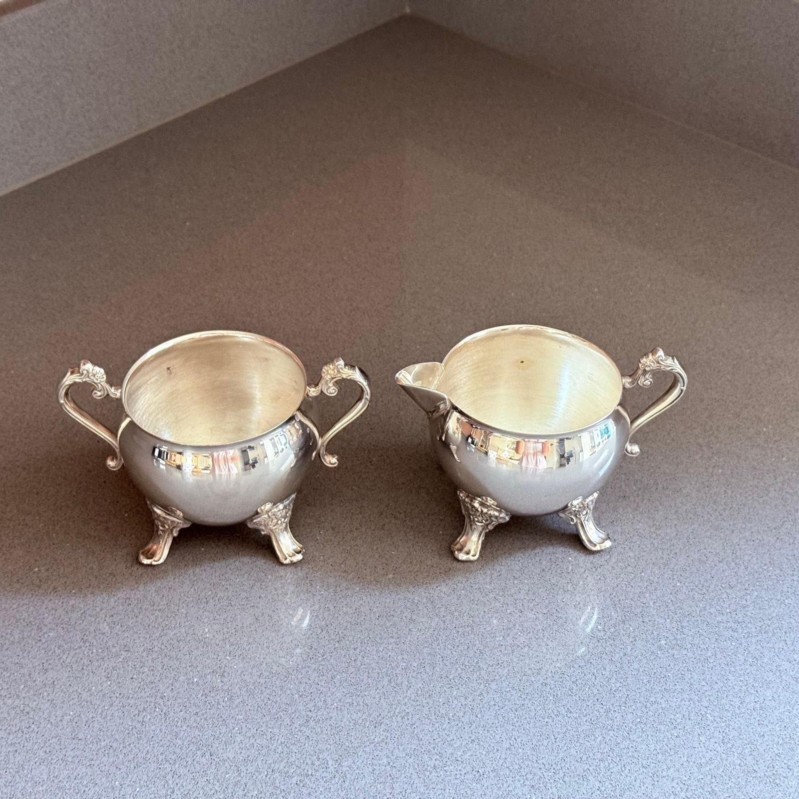 Antique Silver Tea And Coffee Set, 4 Piece Footed Service Ornate Handles Lids photo vinterior