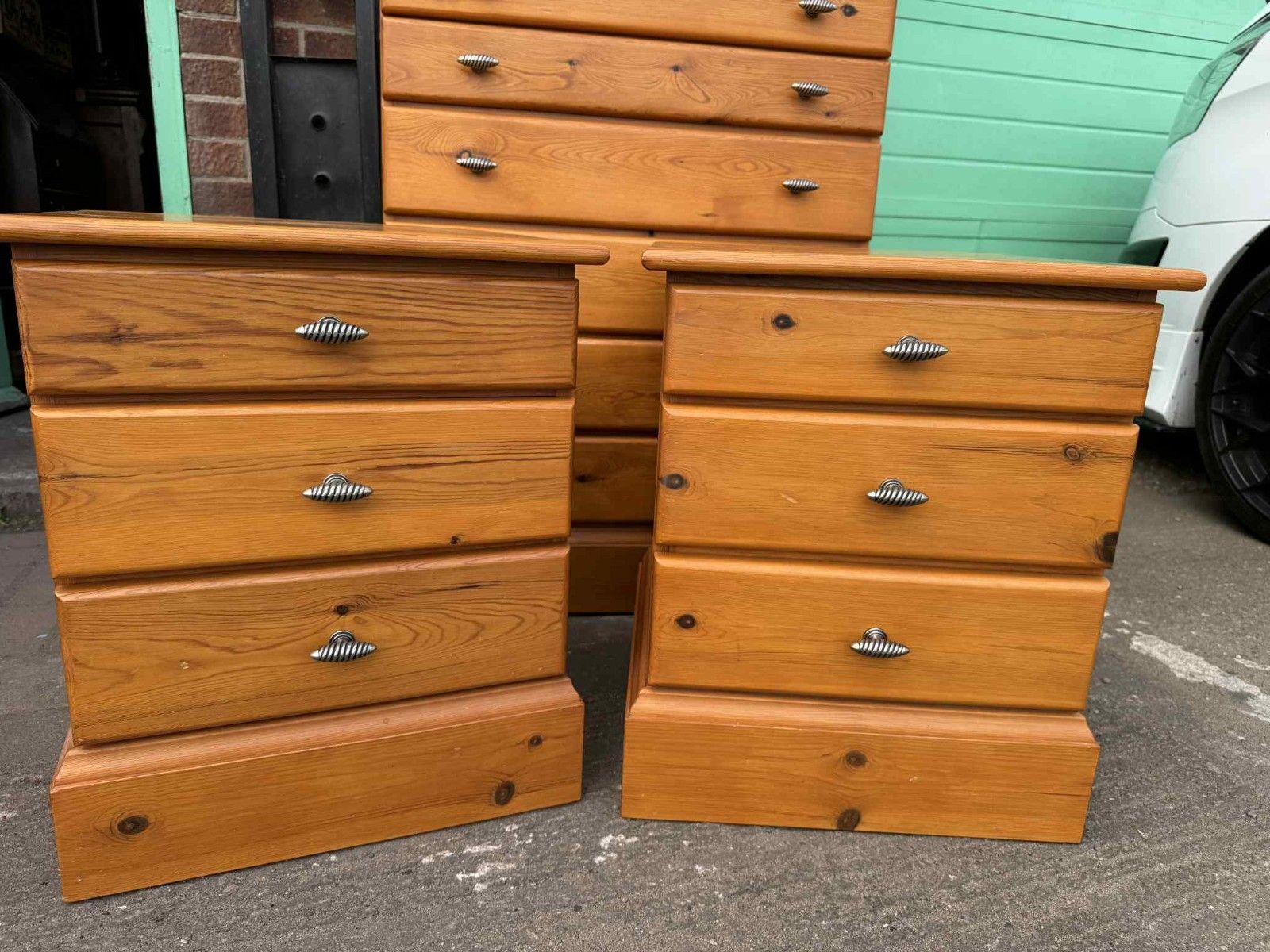 Pair Of Quality Pine Bedside Tables/Drawers Ready To Upcycle