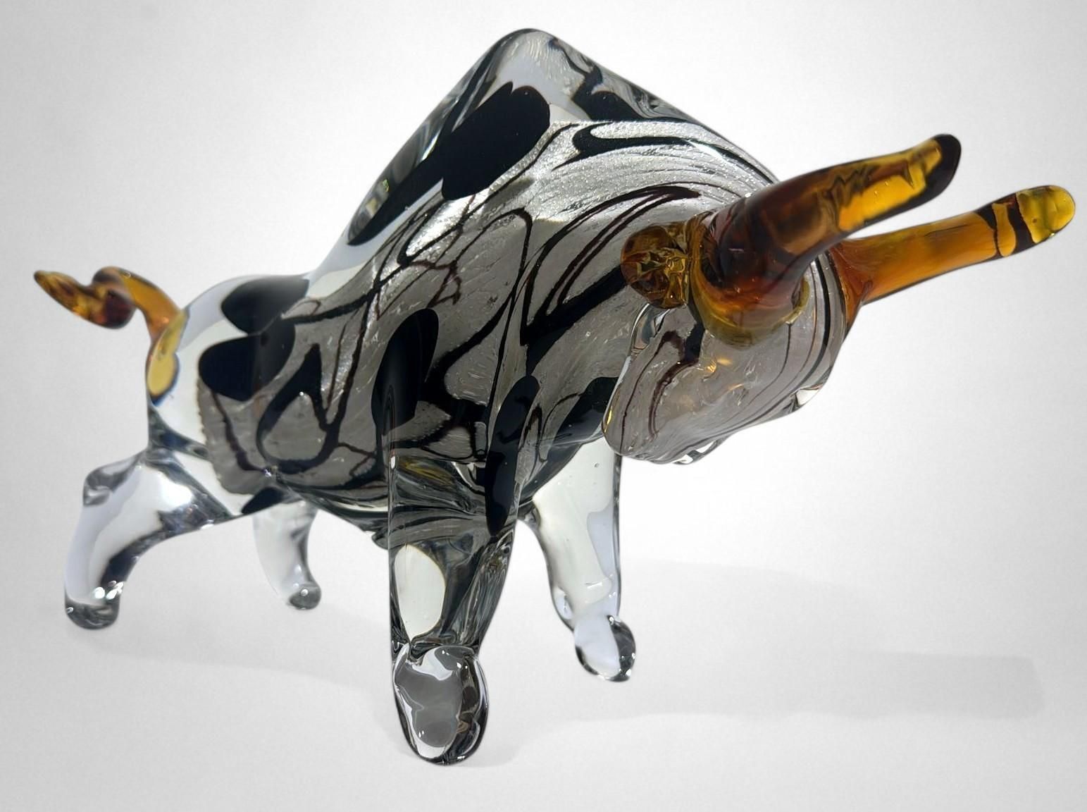 Murano Glass Bull Sculpture Sommerso Technique photo 845.0