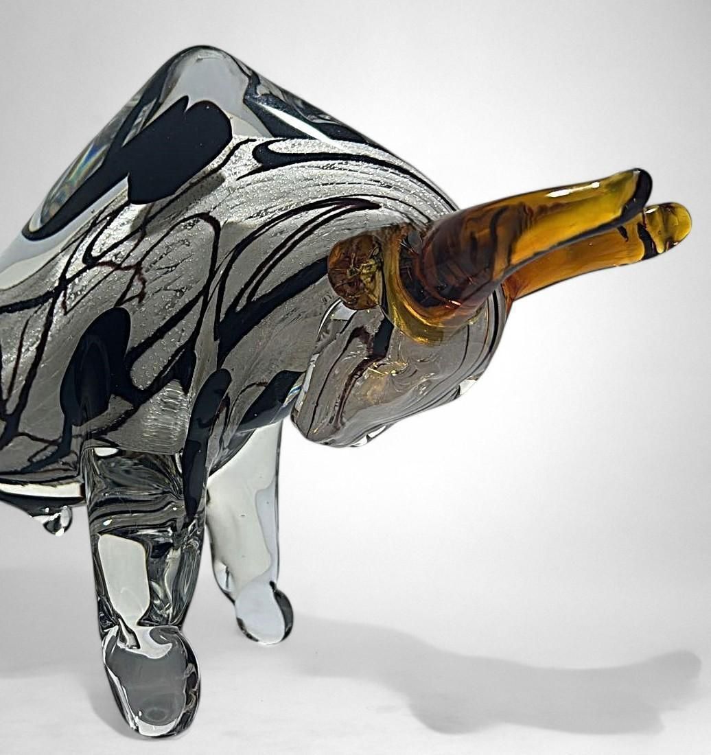 photo vinterior Murano Glass Bull Sculpture Sommerso Technique