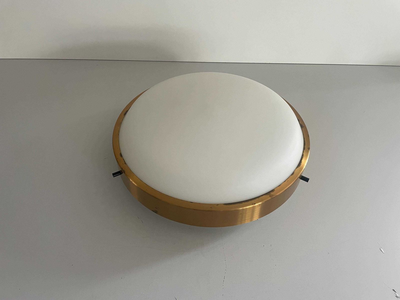 Round Glass Flush Mount Light By Oscar Torlasco For Lumi, 1960s, Italy photo for sale