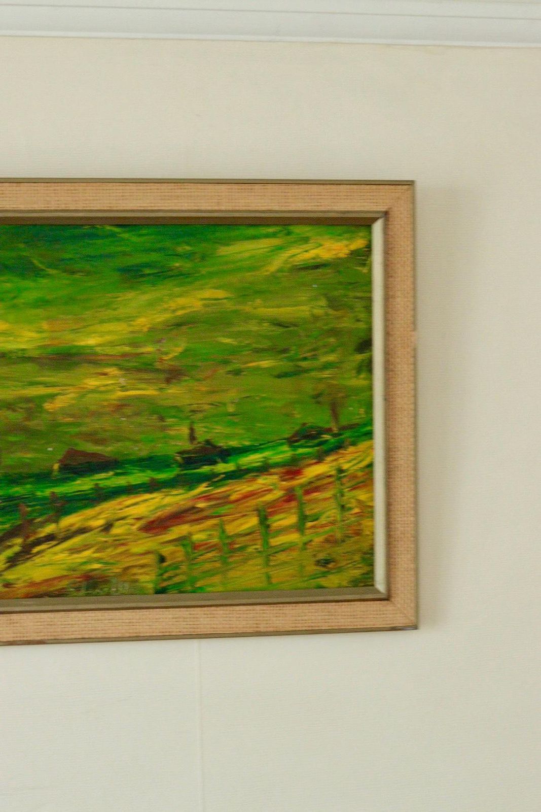 Mid Century Original Swedish Oil On Panel "Vibrant Pastures" By Konstnär Stig Allan Vintage & Framed | 94 X 44 Cm (Approx. 37 X 17.3 In) photo for sale