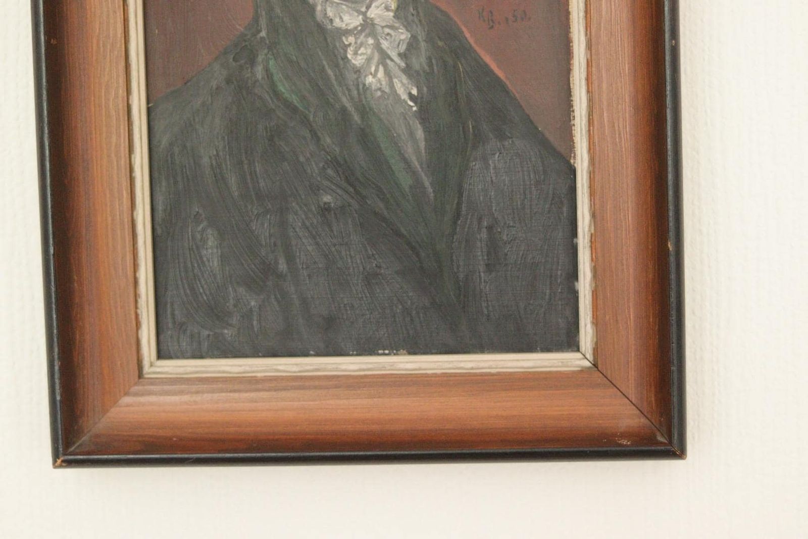 Original Mid Century Swedish Vintage On Panel Painting  “Portrait Of Joseph Haydn” By Kb, 1950 – Framed & Signed  27 X 34 Cm (10.6" X 13.4") photo Art