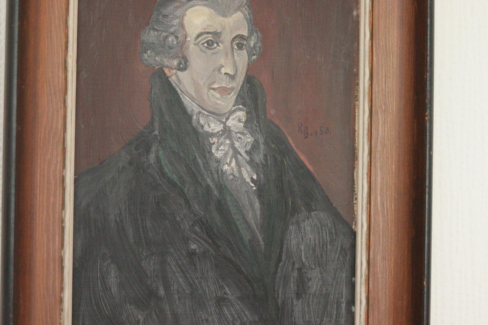 Original Mid Century Swedish Vintage On Panel Painting  “Portrait Of Joseph Haydn” By Kb, 1950 – Framed & Signed  27 X 34 Cm (10.6" X 13.4") photo 275.0