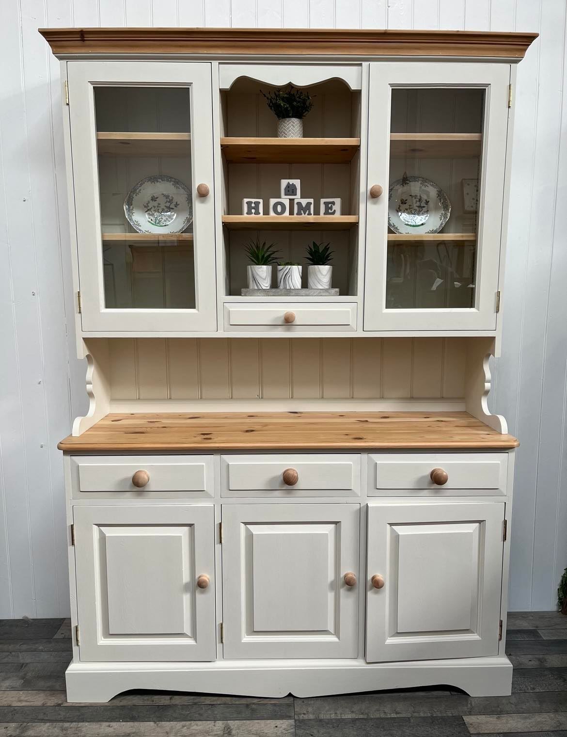 photo furniture Upcycled Medium Sized Welsh Dresser With Glass Display Cabinet/Sideboard