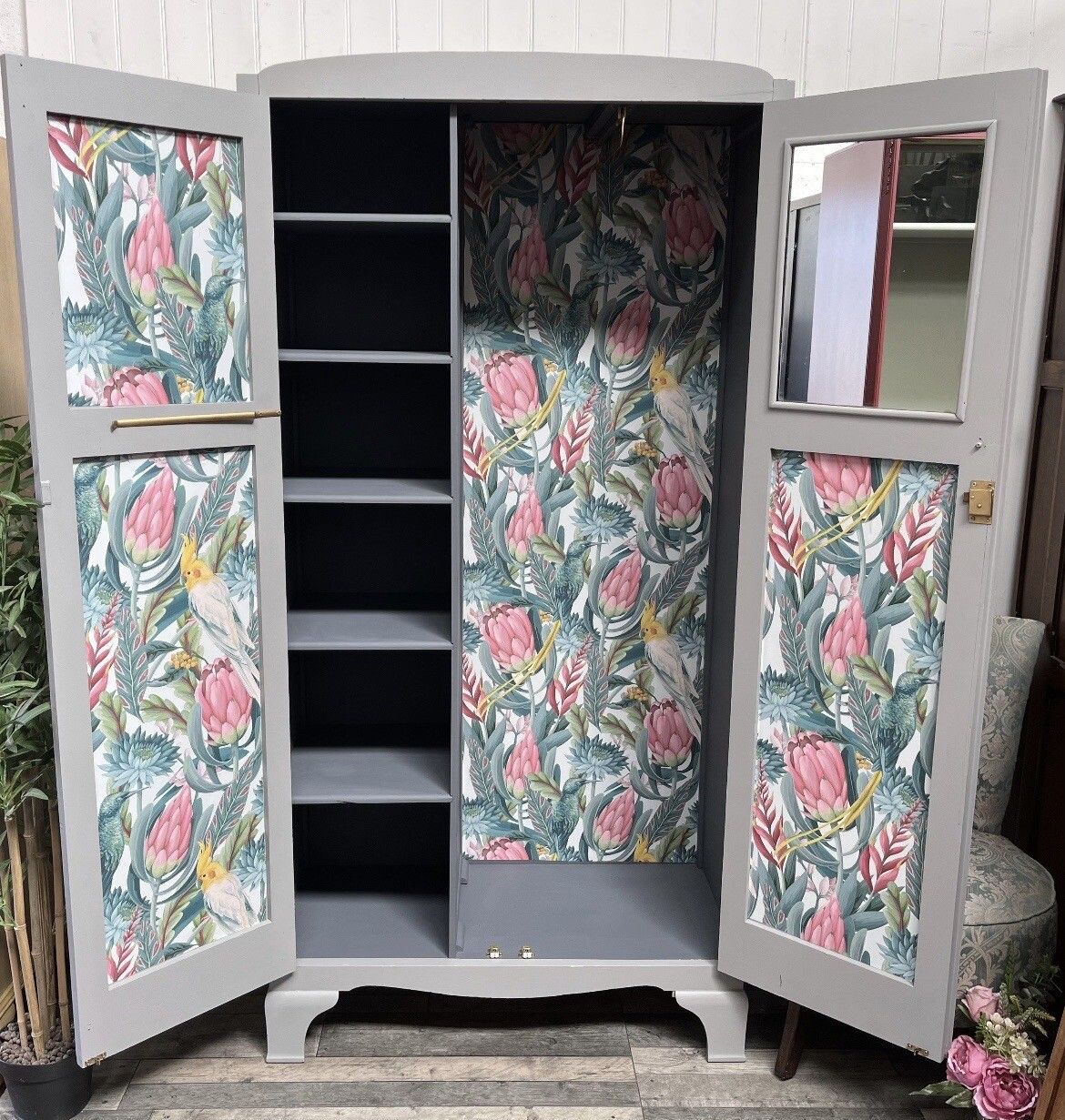 Antique Vintage Carved Double Hallrobe/Wardrobe Ready To Be Upcycled photo buy