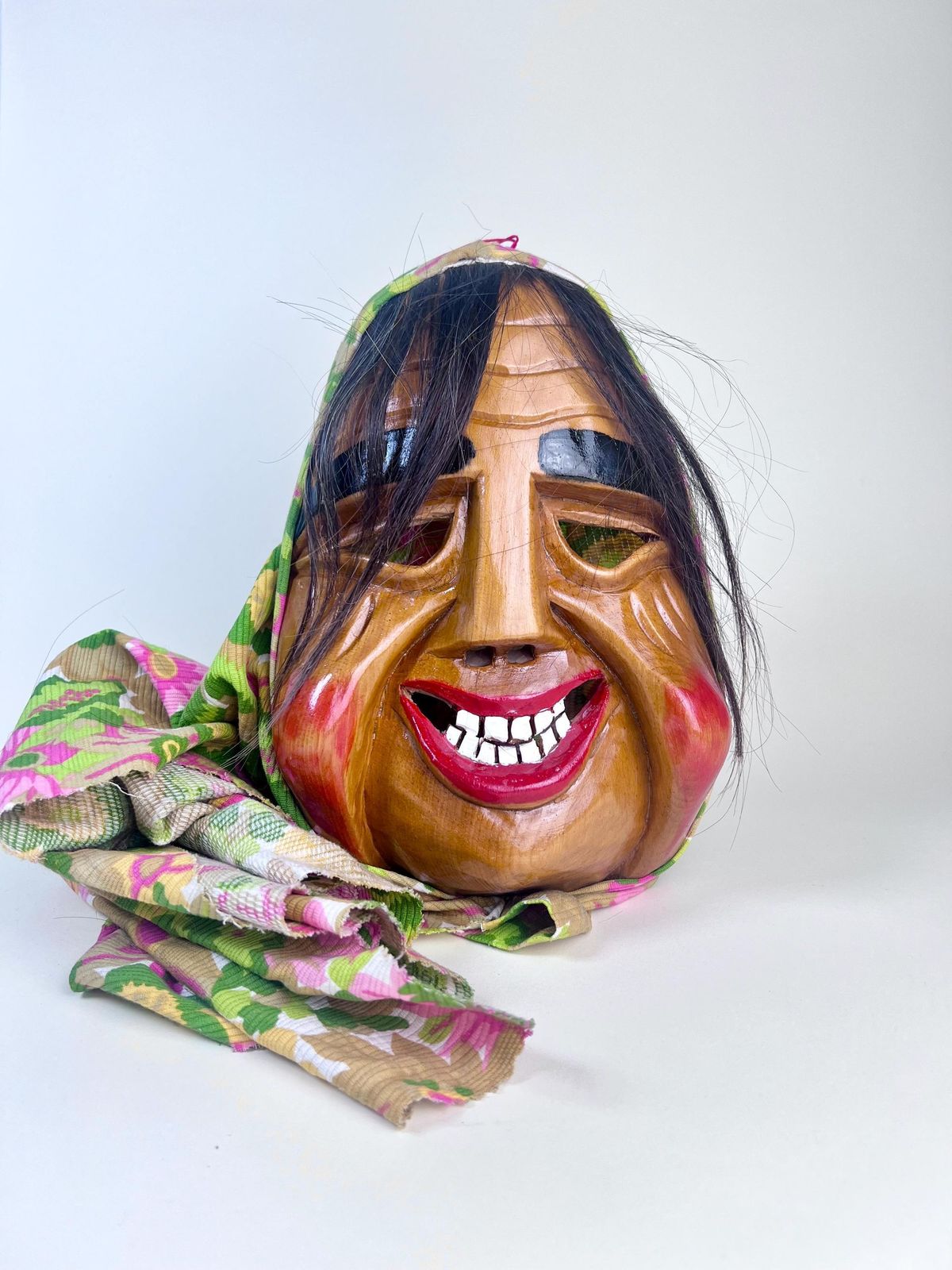 Traditional Flums Carnival Mask: Swiss Wood Wall Decor, 1987 photo for sale
