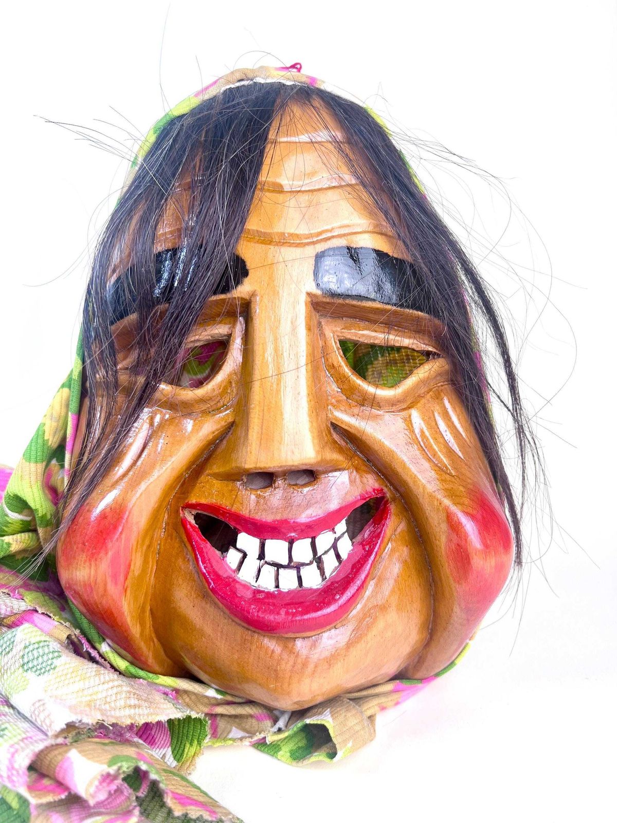Traditional Flums Carnival Mask: Swiss Wood Wall Decor, 1987 photo Art