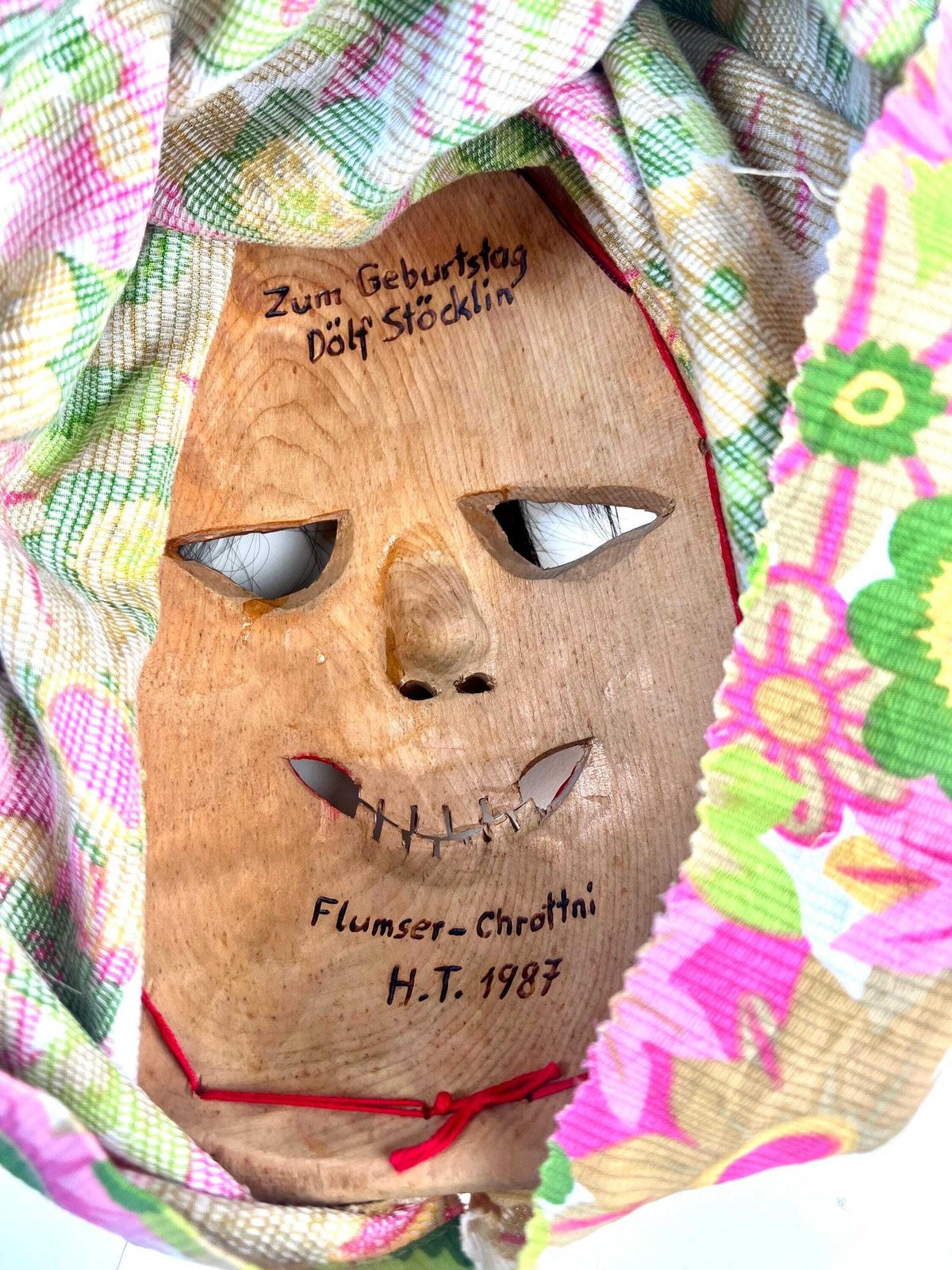 photo furniture Traditional Flums Carnival Mask: Swiss Wood Wall Decor, 1987