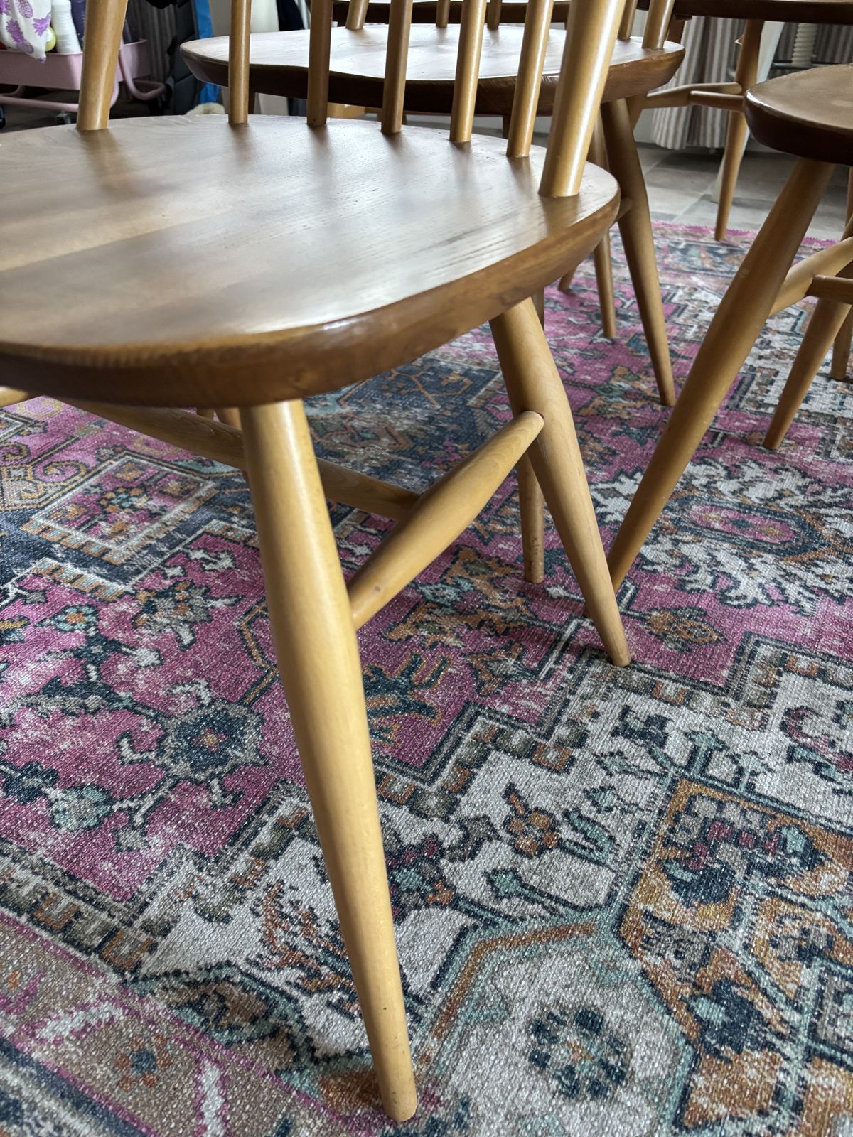 Set Of Six Ercol Windsor Quaker Back Dining Chairs photo for sale