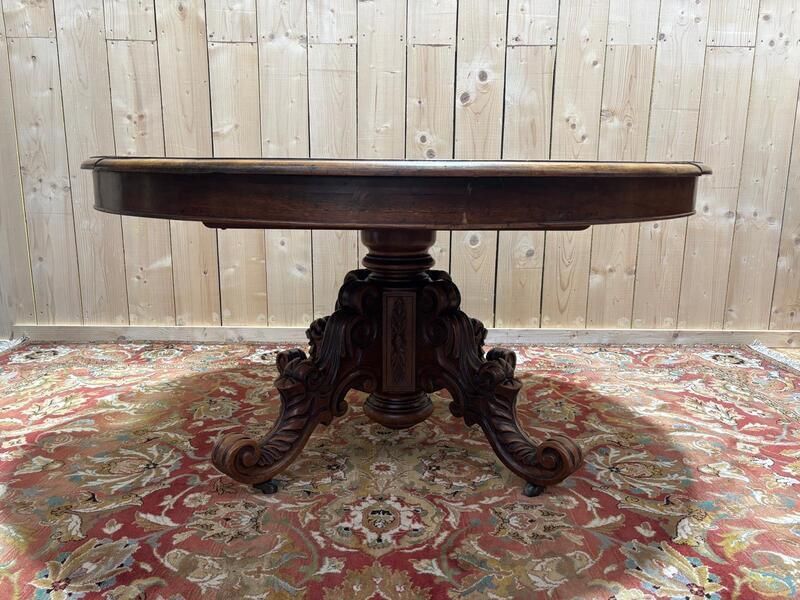 Table à Manger Ovale à Pied Centrale époque Napoléon III photo Furniture