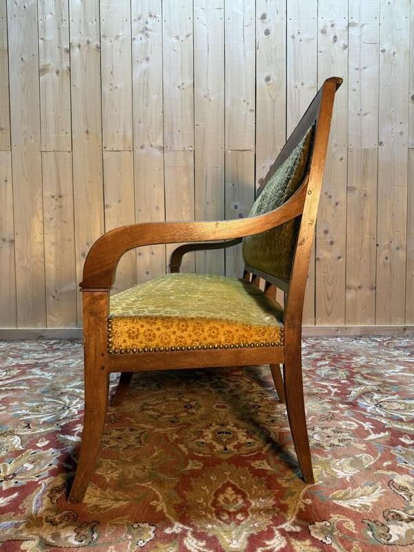 Banquette   Canapé époque Restaurarion En Velours De Gêne Jaune 1830 photo for sale