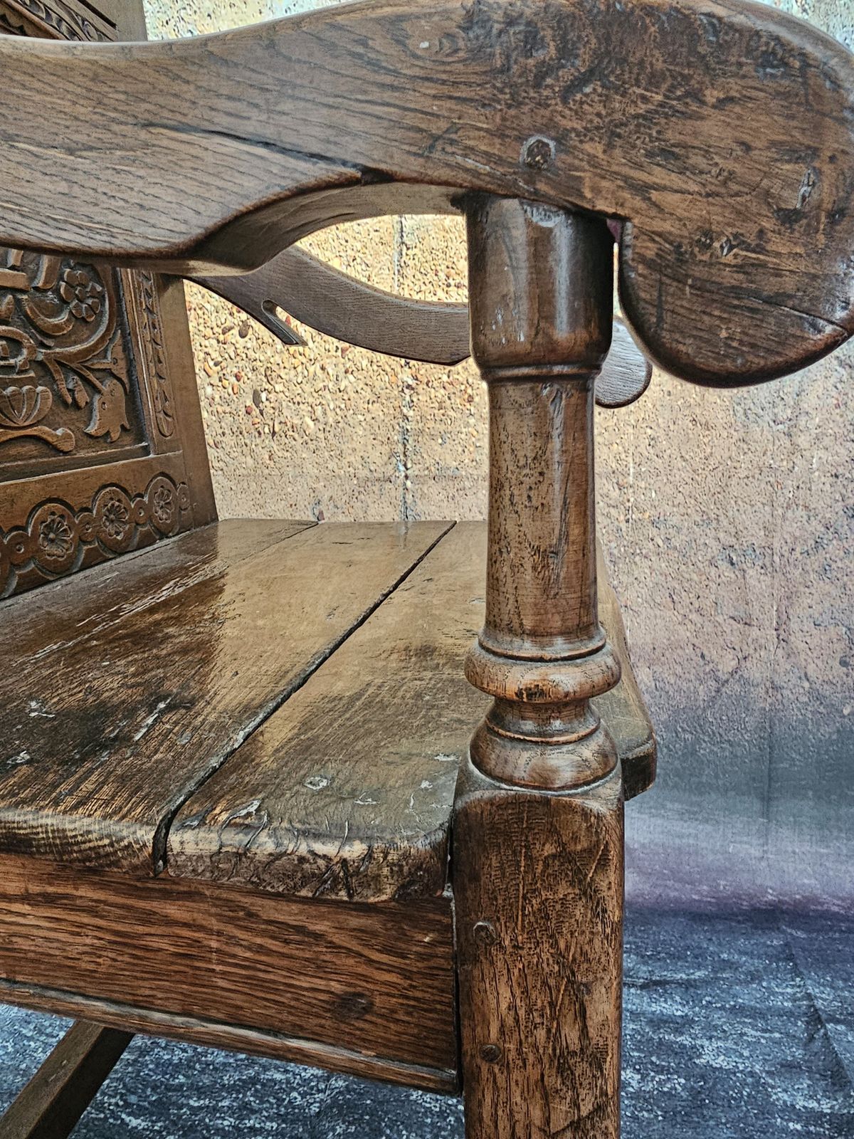 Antique 17th Century Oak Wainscot Hall Chair photo vintage