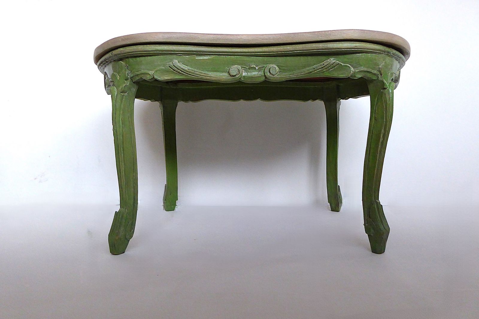 Ornate Vintage Paintead Green Multi Function Solid Mahogany Top  Coffee Table photo Furniture