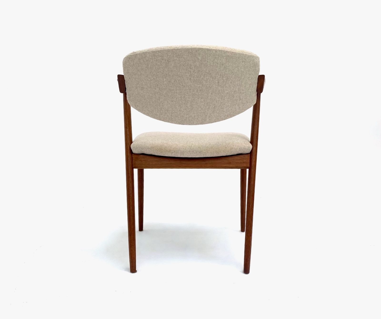 Danish Kai Kristiansen Model 42 For Shous Møbelfabrik Teak And Cream Wool Dining Desk Chair Mid Century 1960s photo furniture