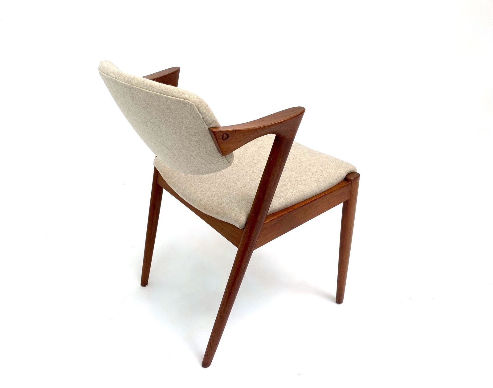 Danish Kai Kristiansen Model 42 For Shous Møbelfabrik Teak And Cream Wool Dining Desk Chair Mid Century 1960s photo buy