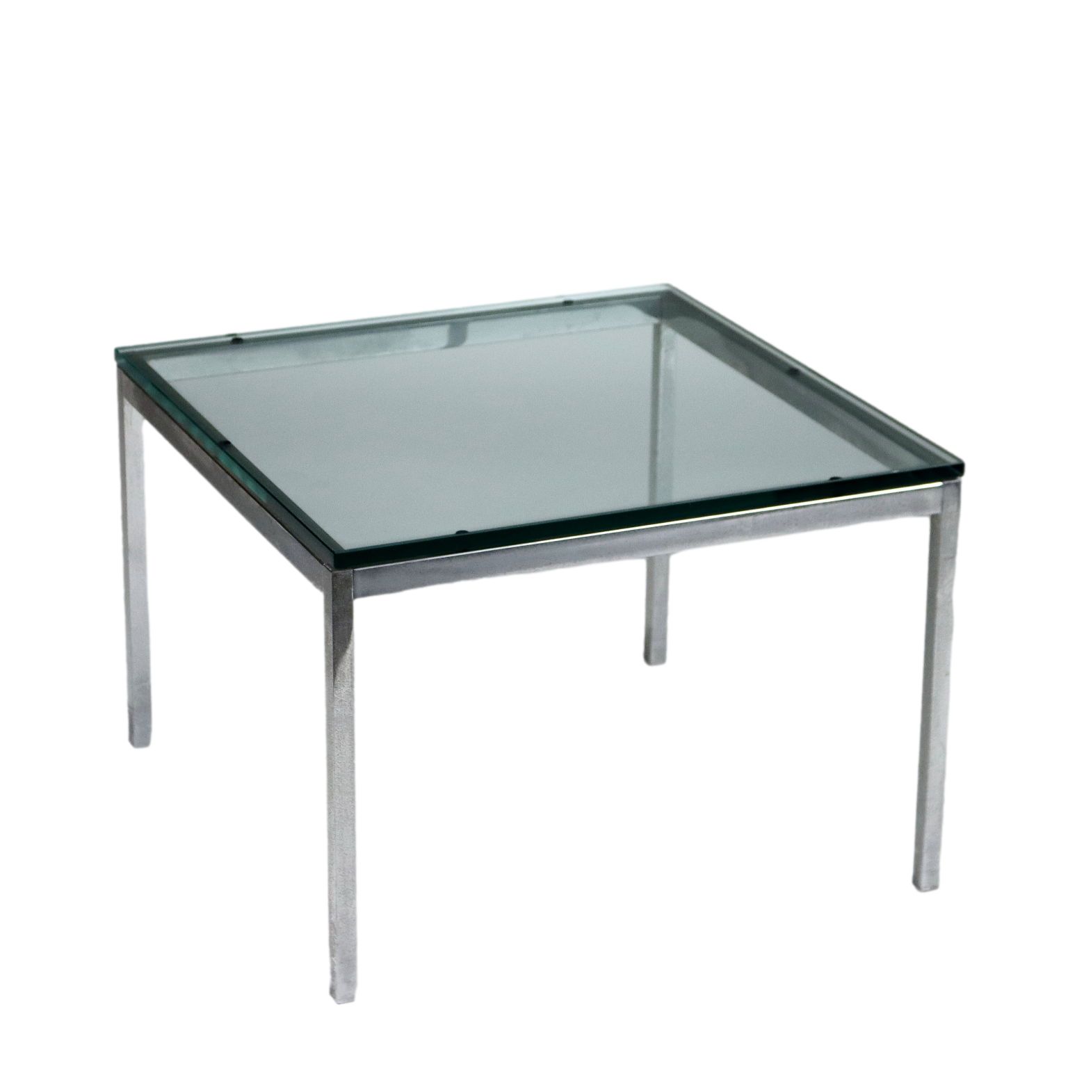Vintage Coffee Table Chromed Metal Glass Italy 1960s 70s