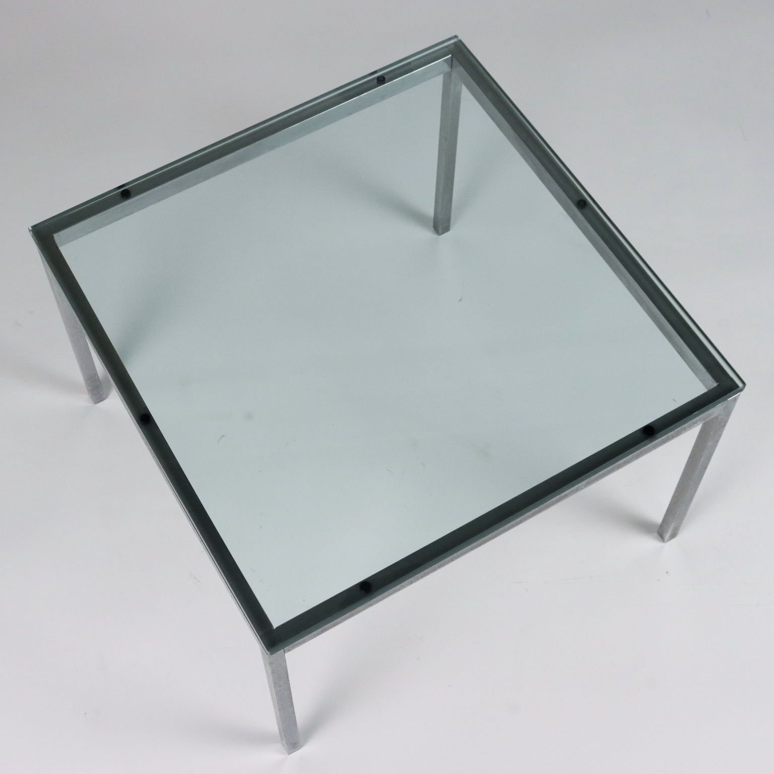 Vintage Coffee Table Chromed Metal Glass Italy 1960s 70s photo Furniture