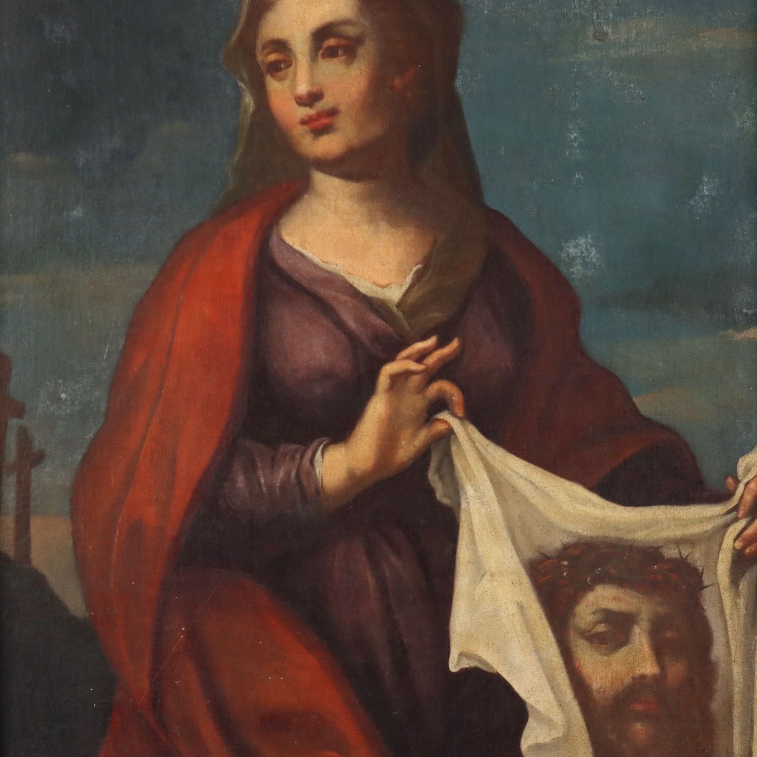 Antique Painting Religious Subject Oil On Canvas XVII Century photo for sale