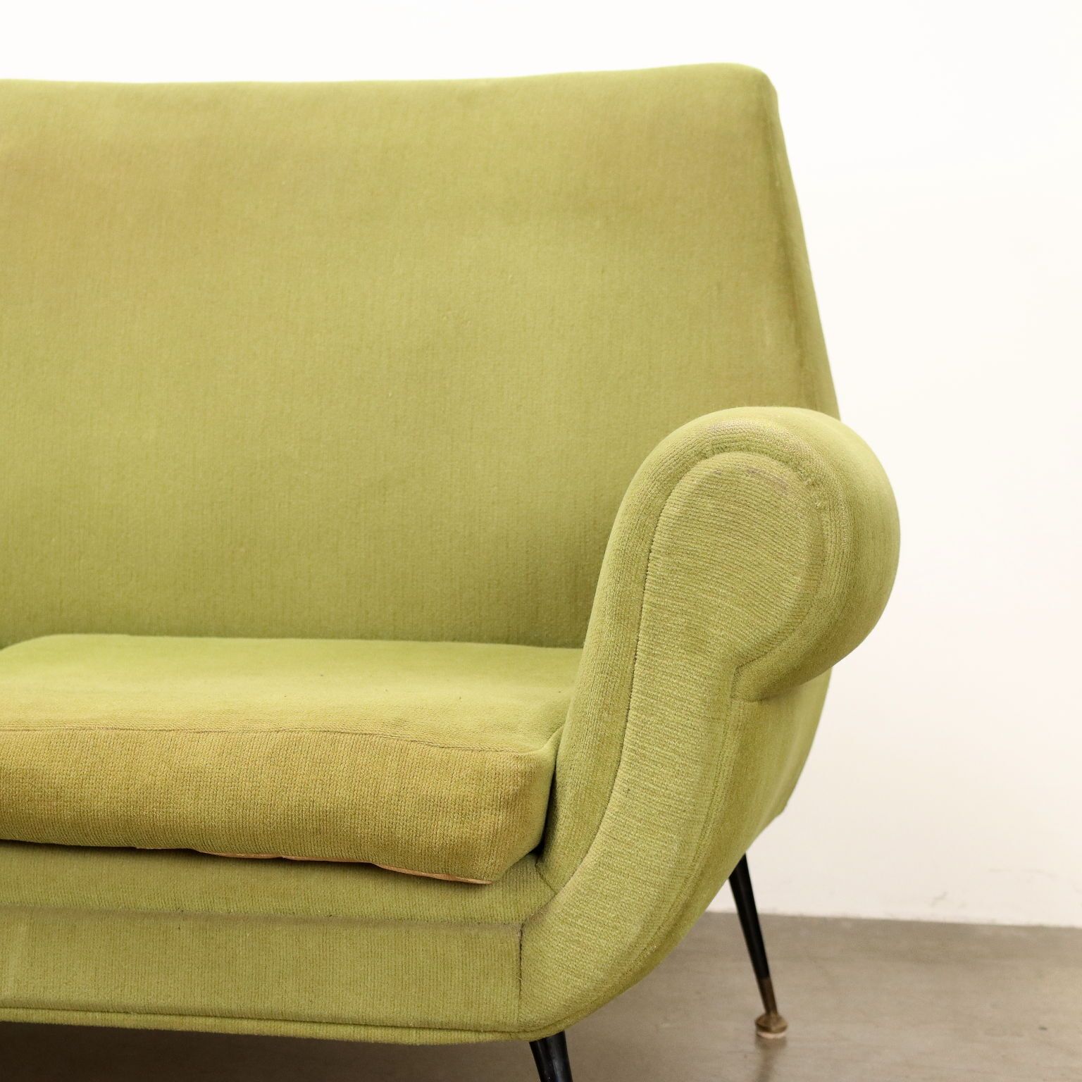 Vintage Sofa Fabric Brass 3 Seater Design Italy 1950s 1960s photo 1190.0