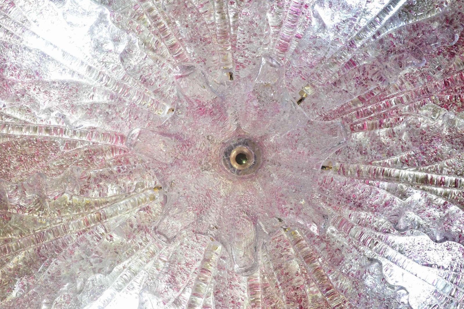 photo furniture Lovely Pink Murano Glass Leave Ceiling Light Or Chandelier, 1980
