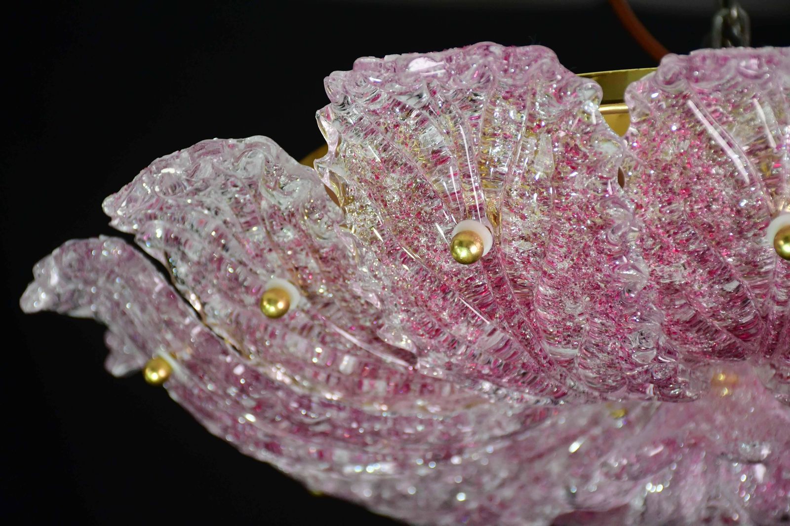 photo buy Lovely Pink Murano Glass Leave Ceiling Light Or Chandelier, 1980
