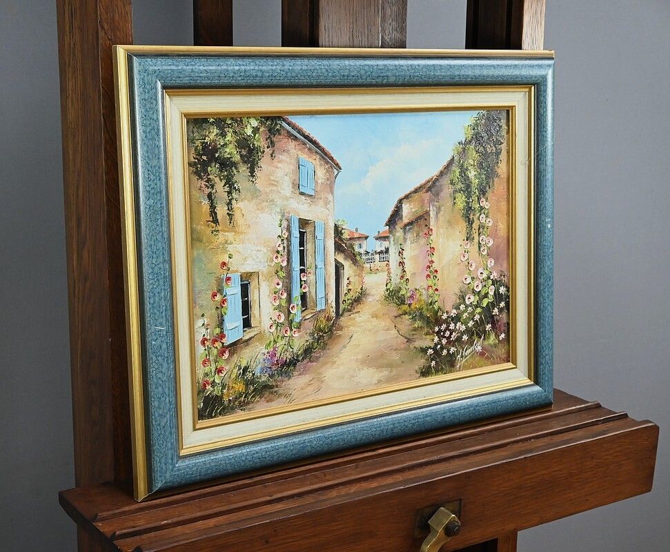 Painting “The Blue Shutters” Signed J. Gaubert – 2nd Part 20th Century photo for sale