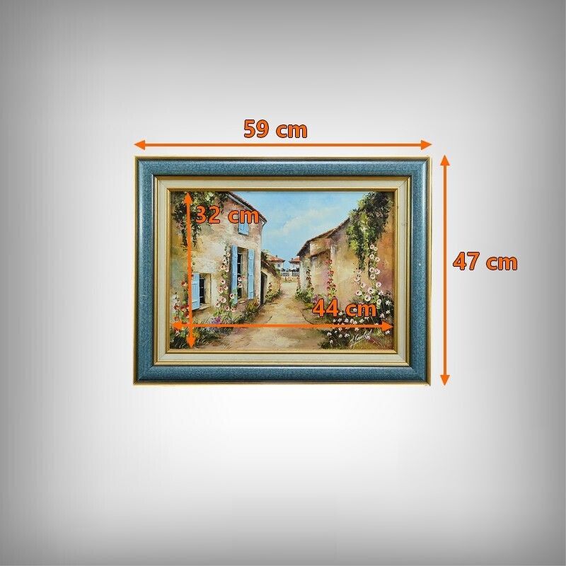 410.0 Painting “The Blue Shutters” Signed J. Gaubert – 2nd Part 20th Century photo