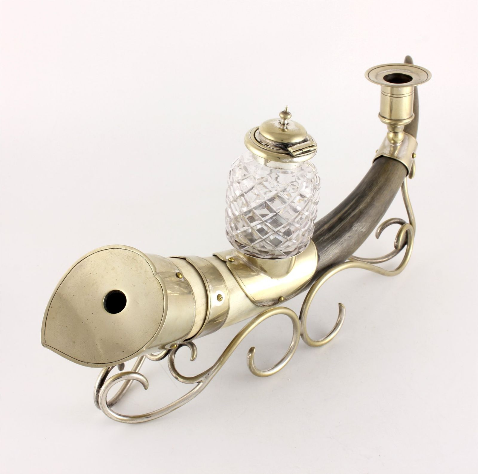 Antique Silver Plated Horn Of Plenty Cornucopia Desk Stand. Inkwell. photo Home Decor