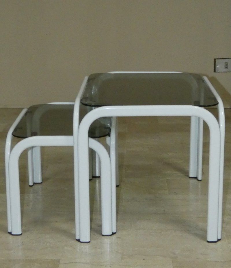 Vintage Metal And Glass Coffee Tables From Ikea, 1980s, Set Of 3 photo 725.0