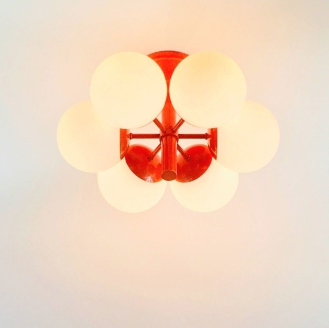 Large Space Age Sputnik Opal Glass Ceiling Light From Kaiser Leuchten, Germany, 1960s photo 850.0