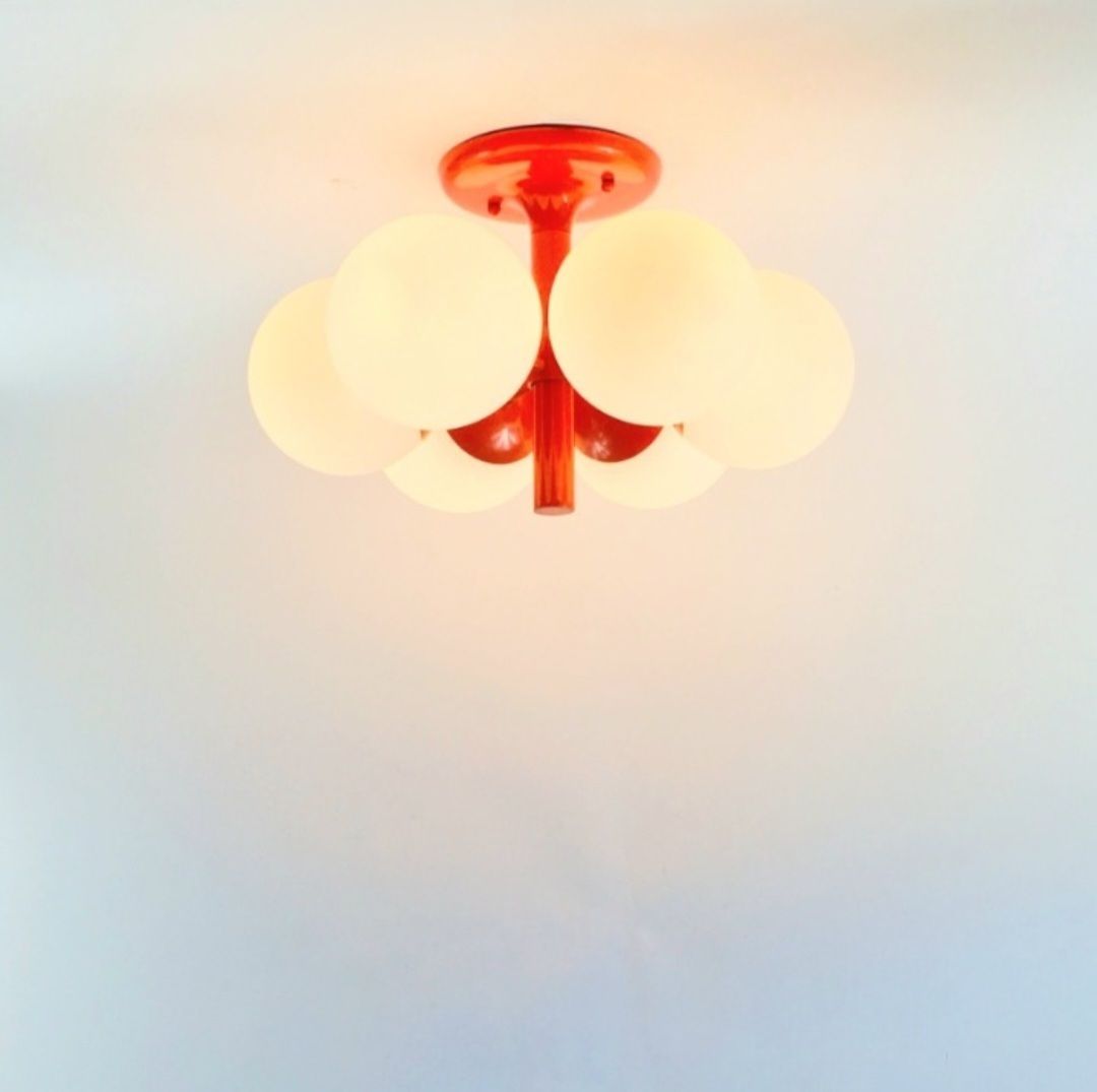 Large Space Age Sputnik Opal Glass Ceiling Light From Kaiser Leuchten, Germany, 1960s photo buy