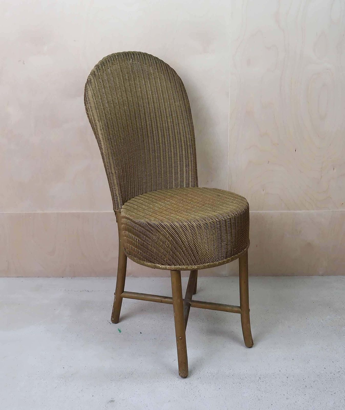 Vintage Old Gold Painted Lloyd Loom Chair. English C.1930 photo furniture