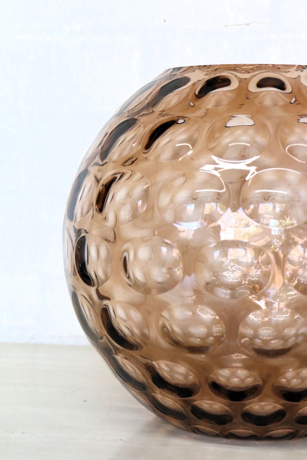 Mcm Large Glass Optic Bowl By Borske Sklo Union Very Retro Glass Display Piece 60s photo furniture