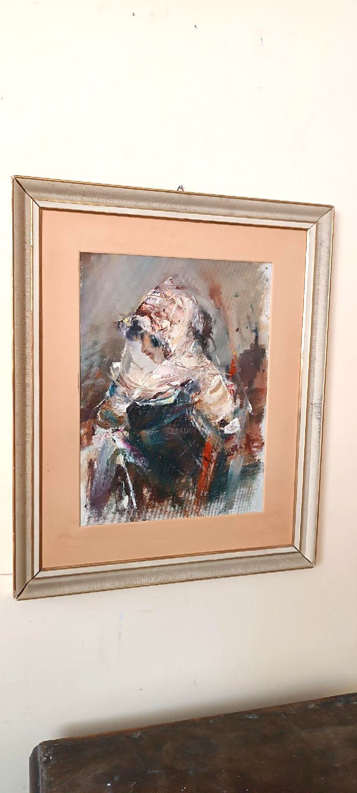 Large Oil Painting On Canvas Alberto Alberti (1894 1974) 1959 Female Figure photo furniture