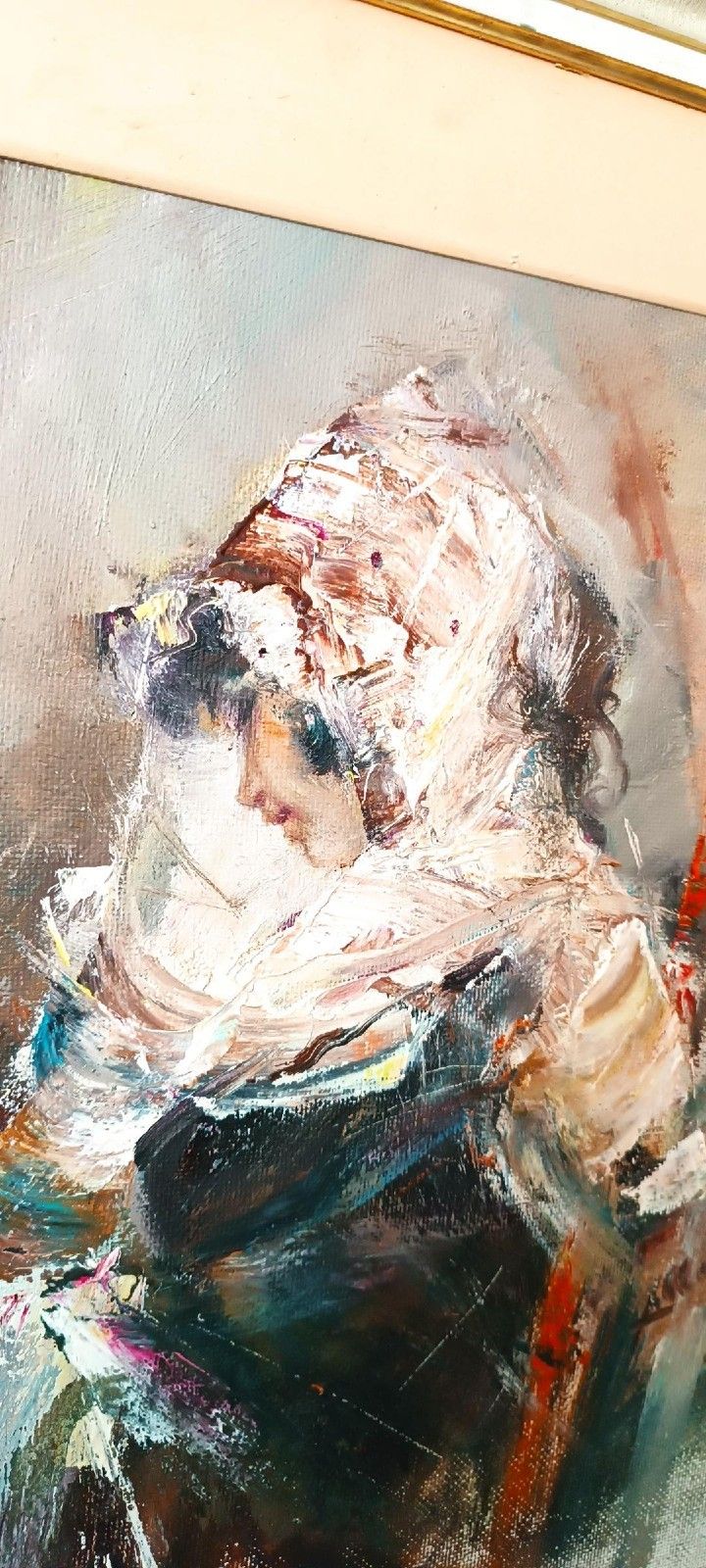Large Oil Painting On Canvas Alberto Alberti (1894 1974) 1959 Female Figure photo vintage