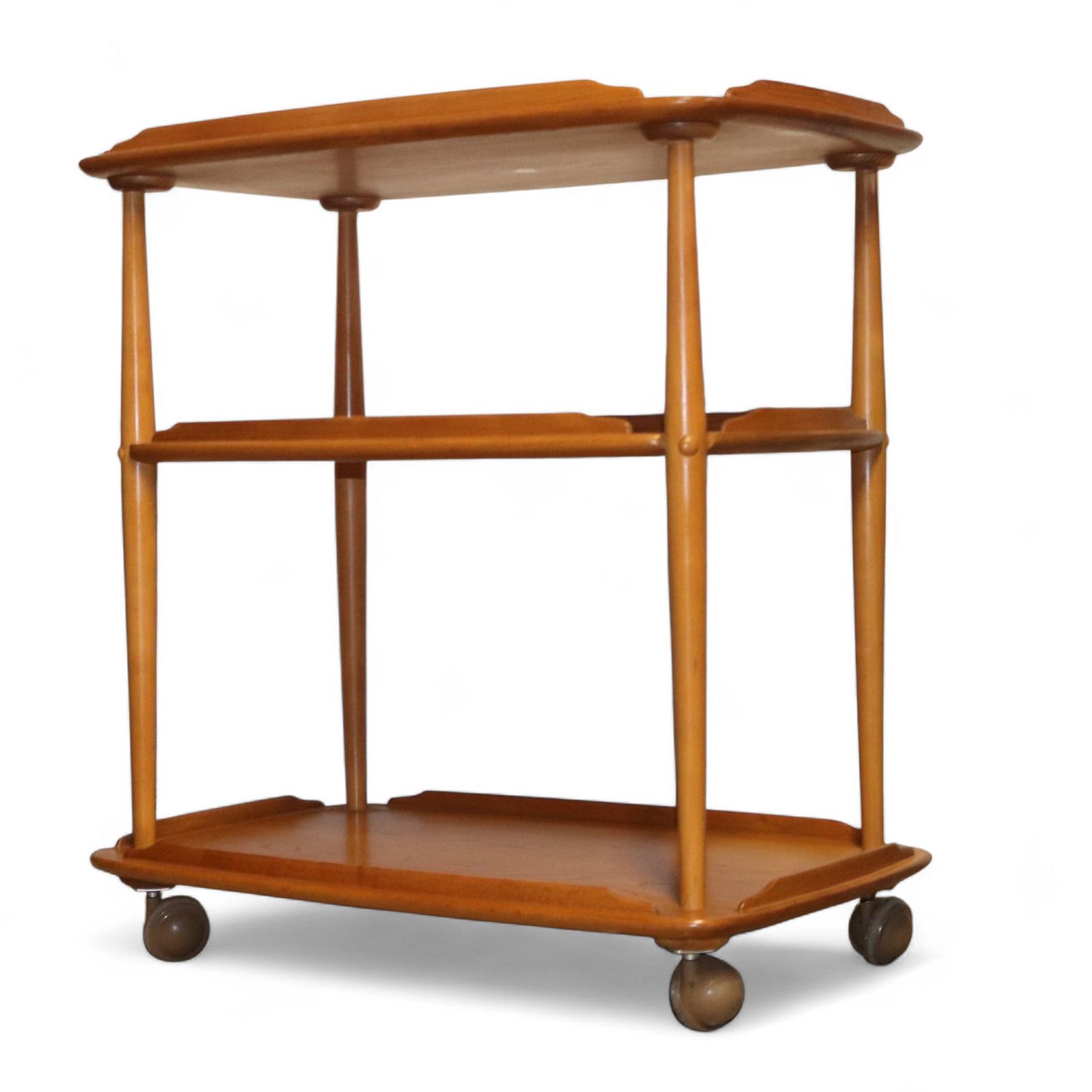 Vintage Ercol Elm & Beech Drinks Trolley 3 Tier Tea / Serving Trolley photo buy
