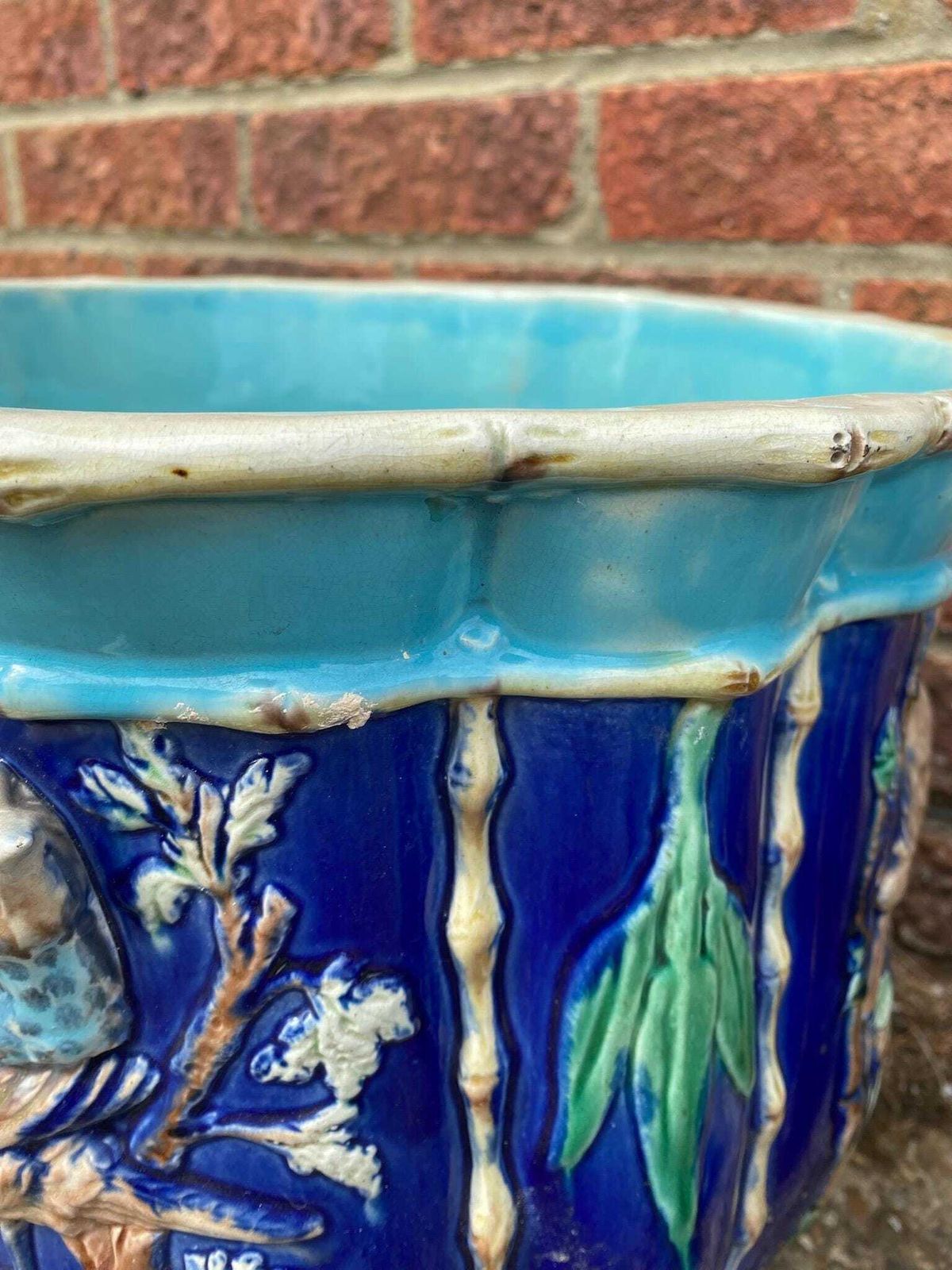 Pair Of Late 19th Century Joseph Holdcroft Majolica Cachepots Jardinières photo Home Decor