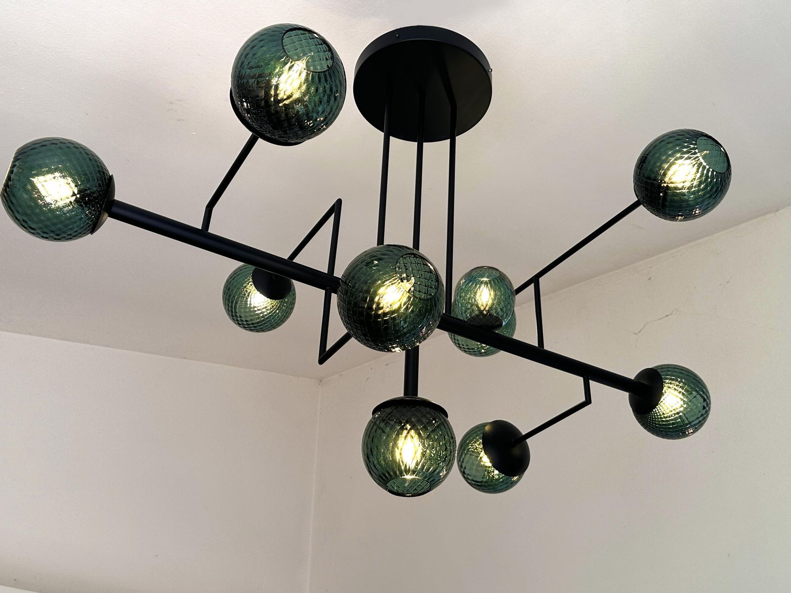 Contemporary Green Spheres Murano Glass Sputnik Chandelier By Simoeng photo Lighting